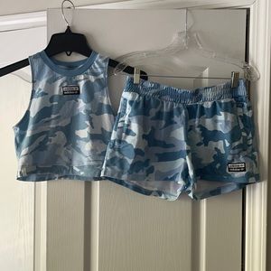 Adidas sky blue camo short set
